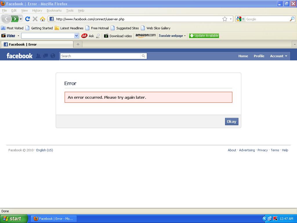 Facebook Error Picture