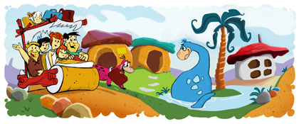 Google new Logo marking the 50th Anniversary of 'The Flintstones'