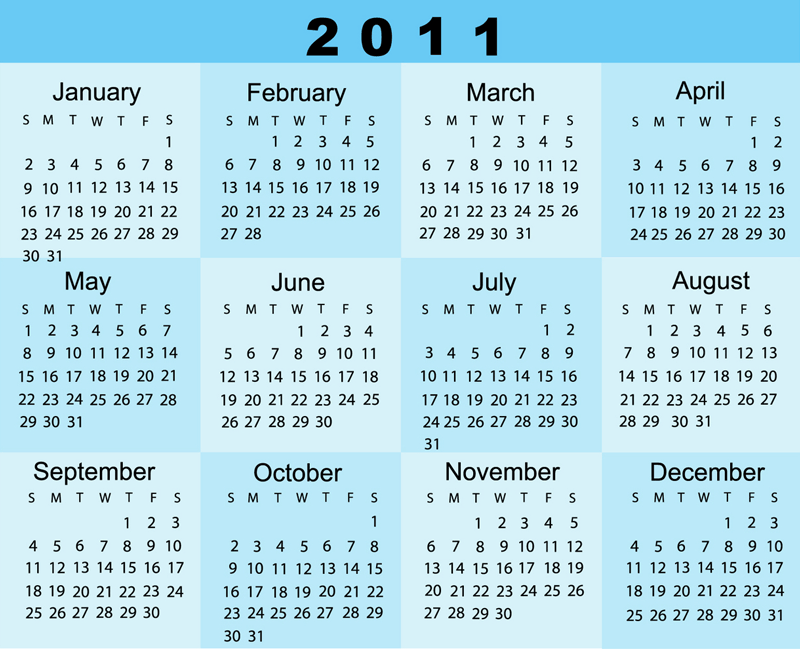 Here's the 2011 Calendar: