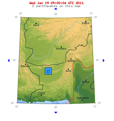 Map indicating the Earthquake in Pakistan