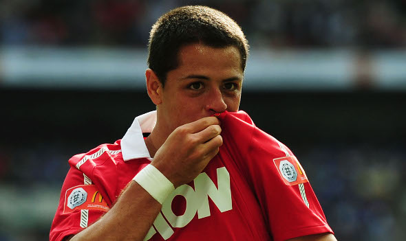 Javier Chicharito Hernandez of Manchester United came on as a substitute to