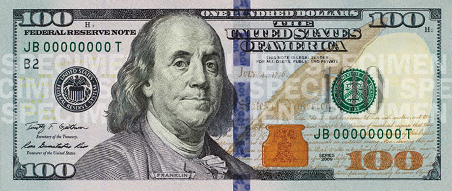 $100 bill redesigned
