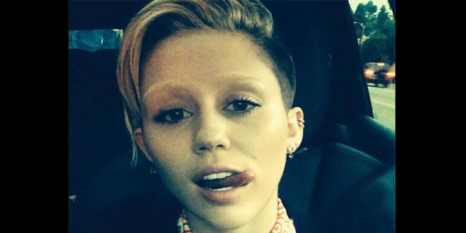 What on earth has Miley Cyrus done to her eyebrows??