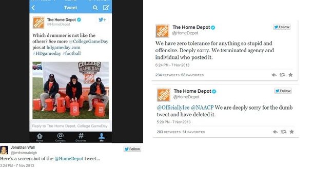 Home Depot Apology For Racist Tweet