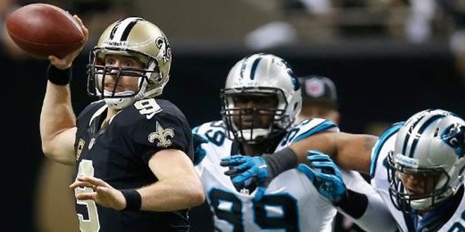 Drew Brees throws for 4 TDs as Saints send off Panthers