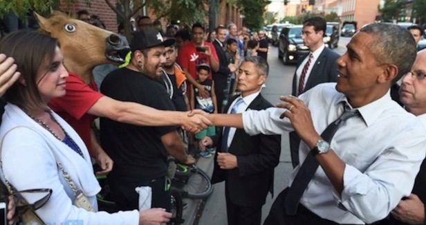 Obama Shakes Hand With Horse Head!